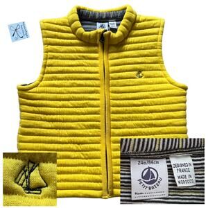 Petit Bateau Ribbed Zipped Vest Baby Sz 24 Months